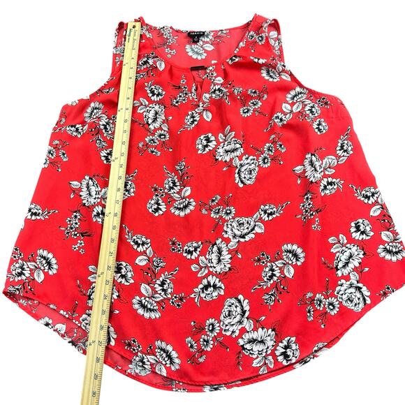 Torrid Georgette Keyhole Tank Size 2X (2) Reddish Orange Floral Keyhole High Low - Picture 10 of 11